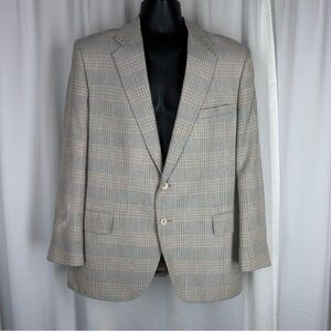 Kuppenheimer Tweed Blazer Sport Coat Jacket 45”‎ Chest Muted Plaid Pockets READ